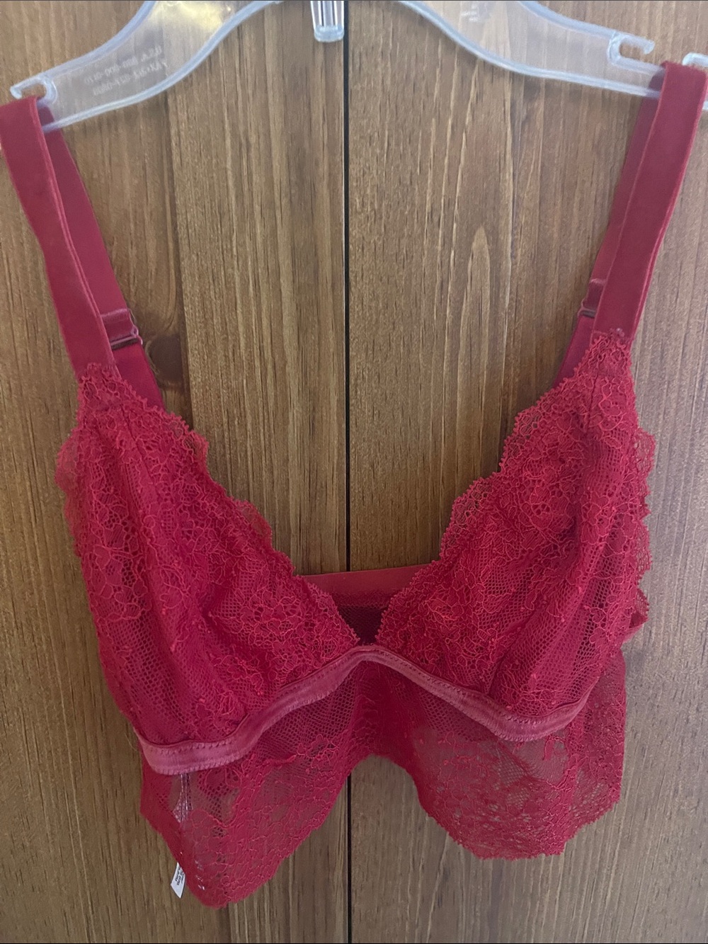 Victoria's Secret Red Lace Bralette with Sheer Band